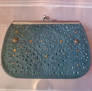 Vintage Rolf wallet in green pierced leather